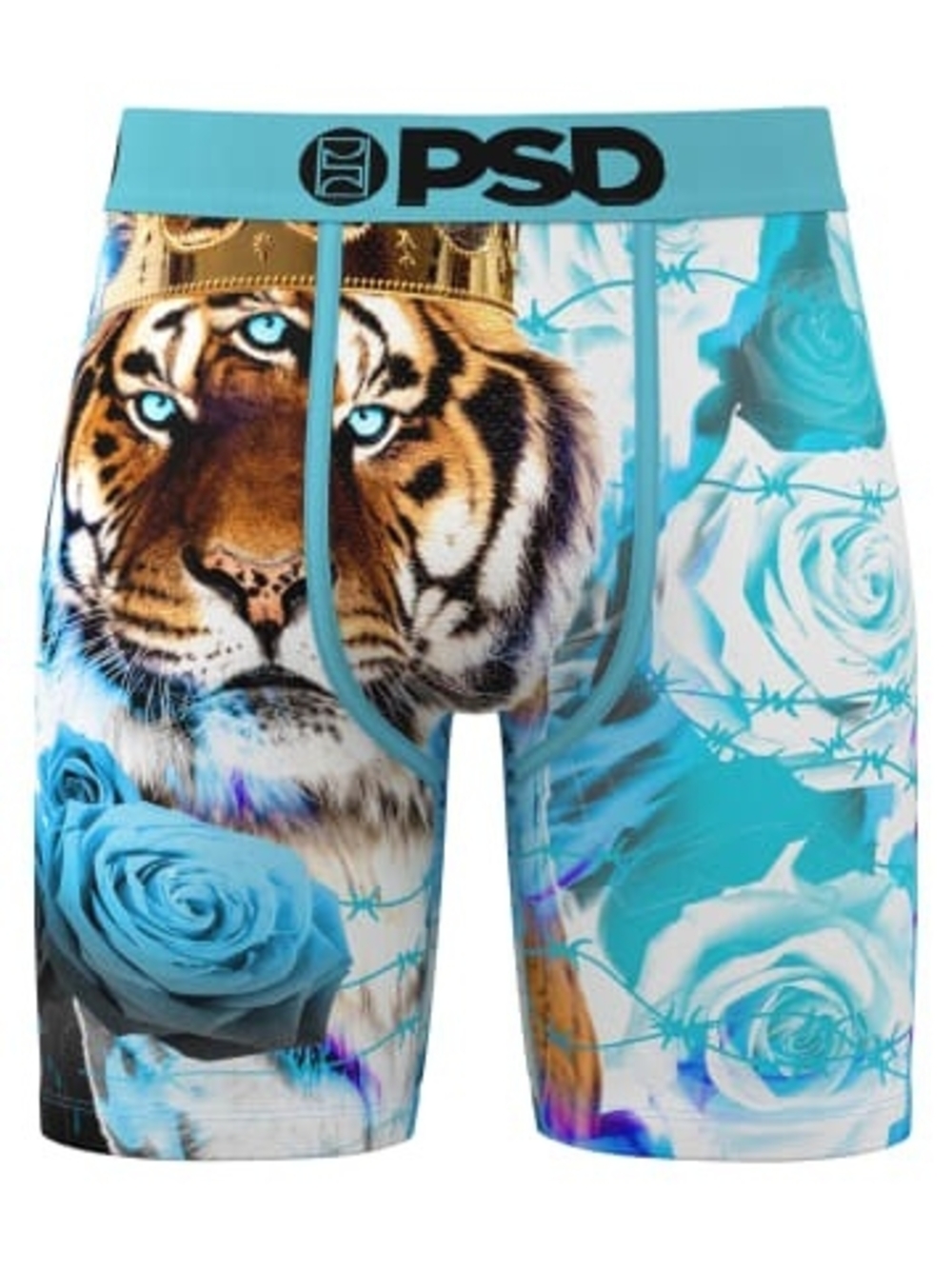 PSD Turquoise Rose & Tiger Print Boxer Briefs
